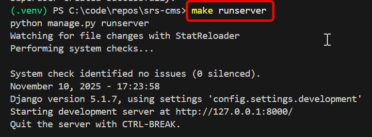 cmd runserver