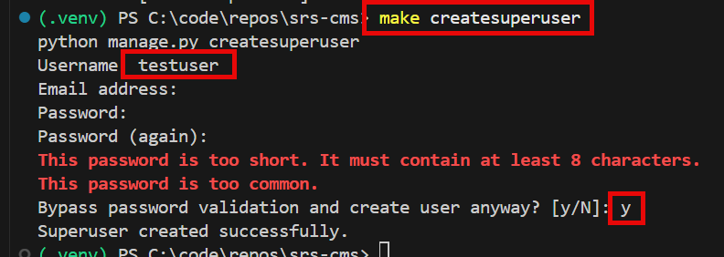 cmd createsuperuser
