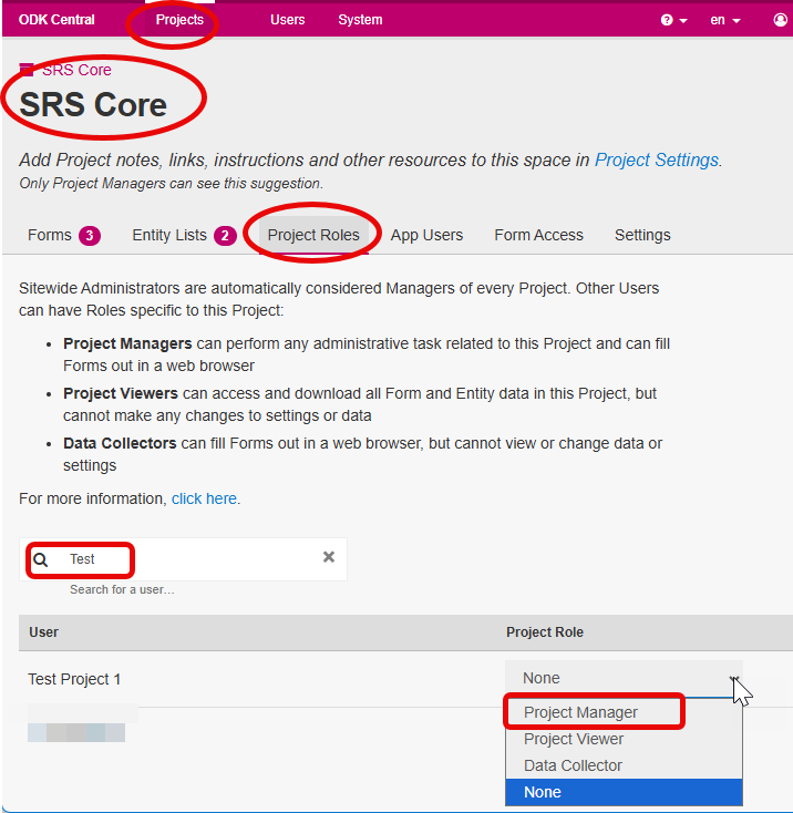 ODK Central: Project Role