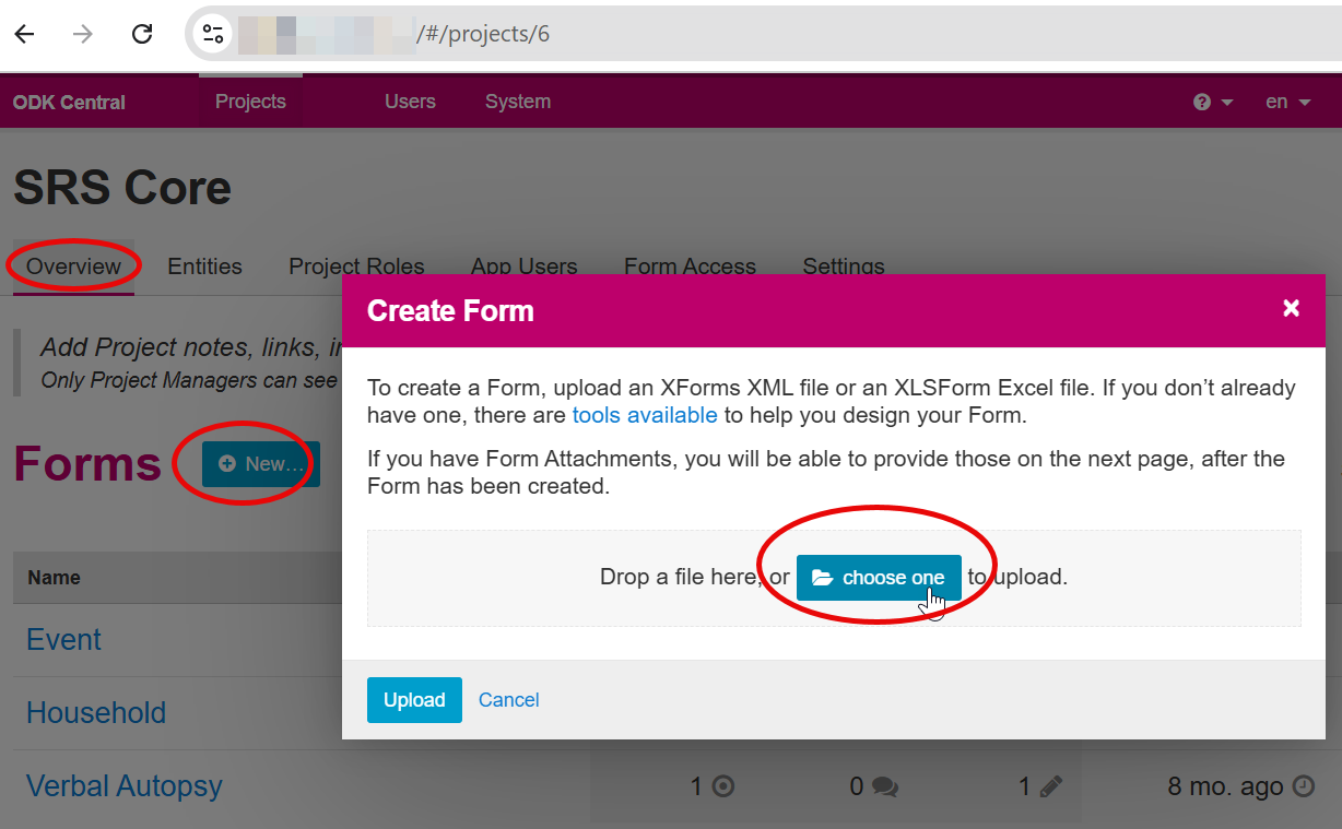 ODK Central: Upload new form
